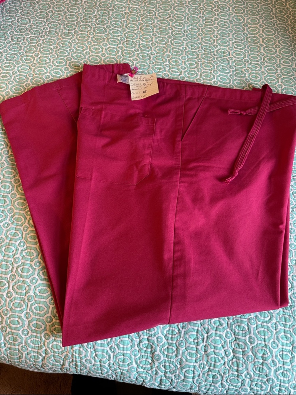Women's Straight Leg Scrub Pants in Berry, Waist Drawstring